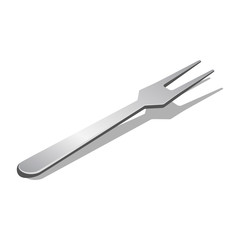 Steel fork for bbq icon. Isometric of steel fork for bbq vector icon for web design isolated on white background