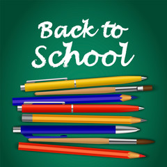 Back to school green concept background. Realistic illustration of back to school green vector concept background for web design