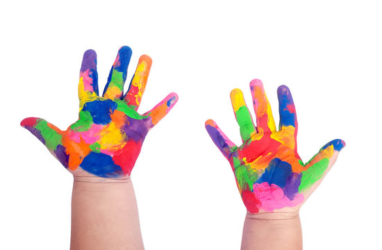 Hand painted child on white background