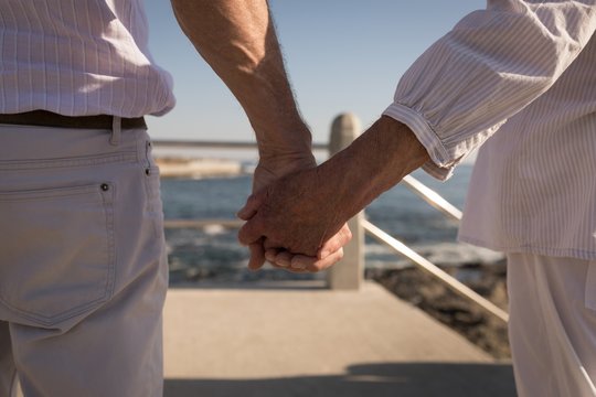 Senior couple standing at promenade