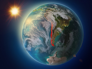 Obraz na płótnie Canvas Chile with sunset on Earth
