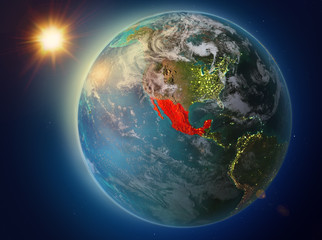 Mexico with sunset on Earth