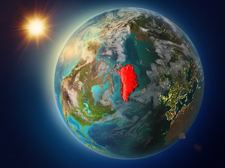 Greenland with sunset on Earth