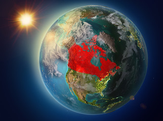 Canada with sunset on Earth