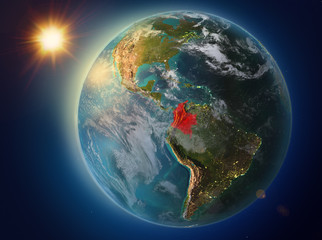 Obraz na płótnie Canvas Colombia with sunset on Earth