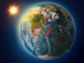 Obraz na płótnie Canvas Madagascar with sunset on Earth