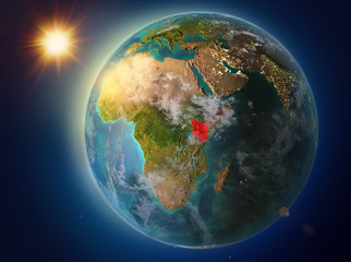 Fototapeta na wymiar Kenya with sunset on Earth