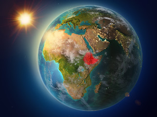 Obraz na płótnie Canvas Ethiopia with sunset on Earth