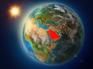 Saudi Arabia with sunset on Earth
