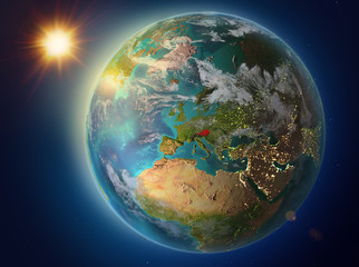 Austria with sunset on Earth
