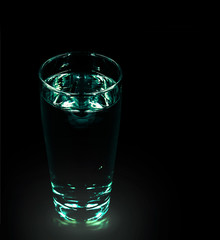 glass of water in dark