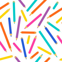 Color pencil seamless pattern for school children