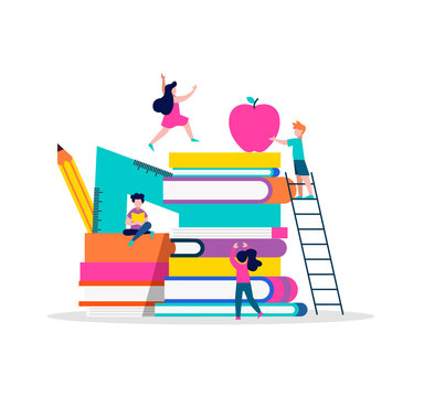 Children playing books for education concept