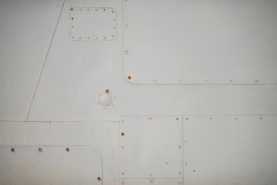 Old detail of a military aircraft, metal texture