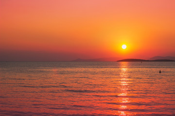 Beautiful golden sunset over the sea