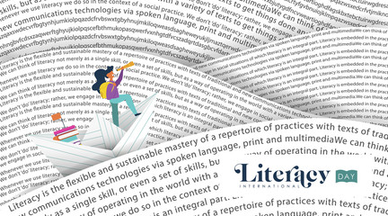 Literacy Day banner book sea for kids education
