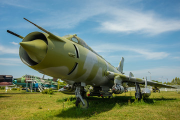 Fototapeta na wymiar Old Soviet military aircraft in the museum