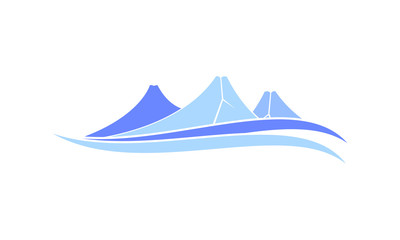 Volcano and wave logo