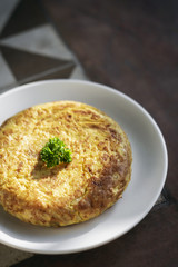 spanish tortilla omelet traditional tapas food on traditional rustic background