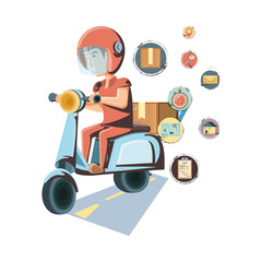 courier delivery service in motorcycle vector illustration design