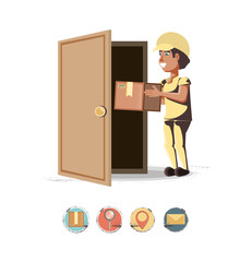 courier delivery service with box vector illustration design