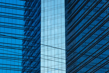 Obraz premium background. fragment. Glass windows \ stained glass in them is reflected by the blue sky
