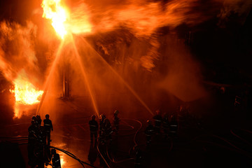 Fototapeta na wymiar Fire in the Industrial Factory.
