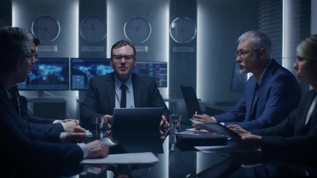 Corporate Executives Have a Closed Meeting With the Goverment Officials. Serious Business People Talking, Negotiating, Planning Strategy and Solving Problems.