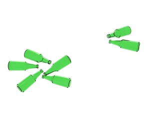 Bottle glass like Jing that break out of the white background illustration 3D.