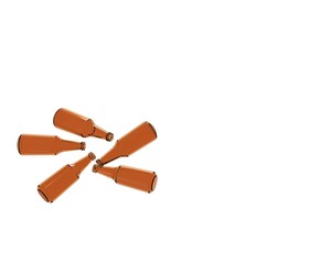 Bottle glass like Jing that break out of the white background illustration 3D.