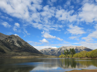 Naklejka na ściany i meble Lake with reflect of mountain, New Zealand