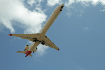 Airplane against sky