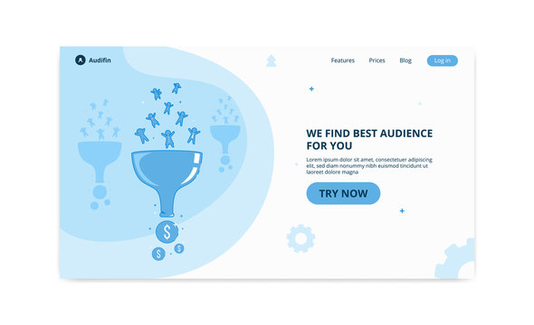 Find Right Audience. Convert Audience Visitor Into Profit Money Funnel Internet Marketing Illustration Website Landing Page Header Template Ui Layout