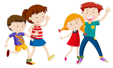 Set of people doing activites