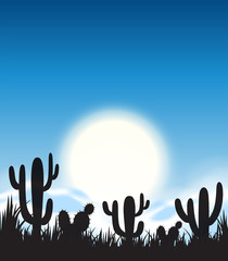 A silhouette desert scene