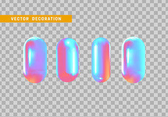 Set 3d shape isolated capsule on transparent background.