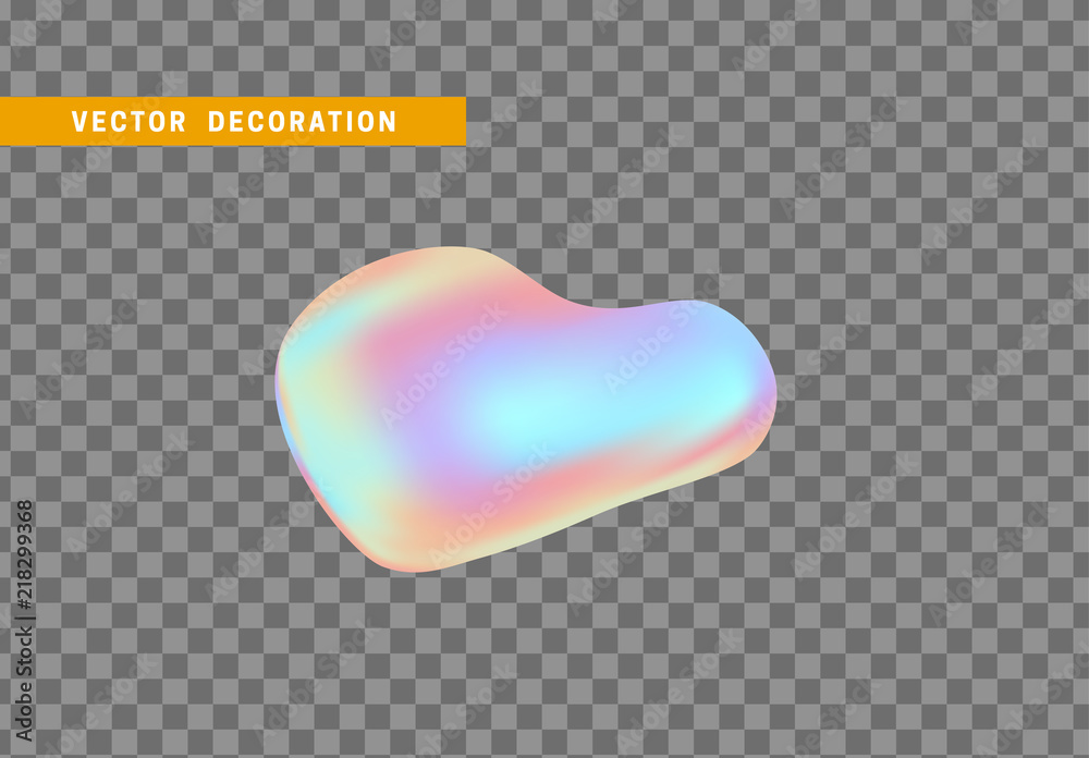 Wall mural shape liquid drops with colorful gradient. abstract 3d fluid.