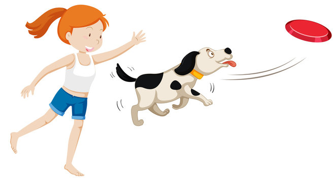 A girl training a dog