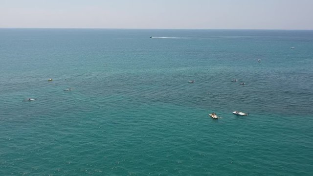 Aerial shots over blue Italian sea