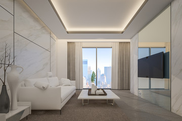 Fototapeta na wymiar 3d Rendering of luxury sofa set in modern living room