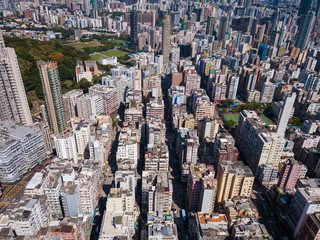 Top view of Hong Kong cityscape