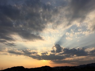 夕焼けの光