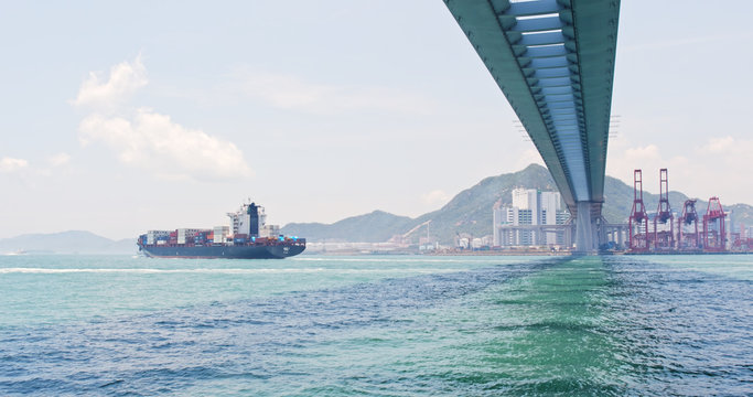Hong Kong Kwai Tsing Container Terminals and stonecutter bridge