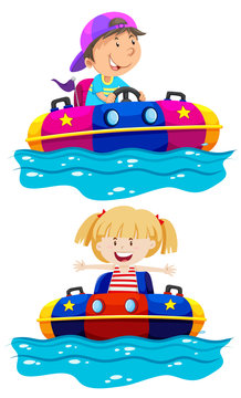 Children Riding Boat Bumper