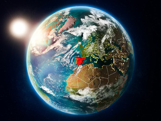 Spain with sunset from space