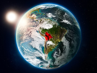Bolivia with sunset from space