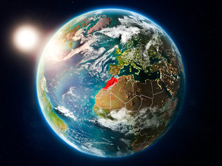 Morocco with sunset from space