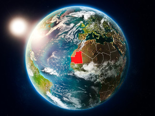 Mauritania with sunset from space