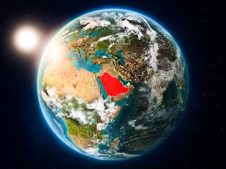 Saudi Arabia with sunset from space