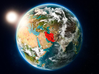 Iran with sunset from space